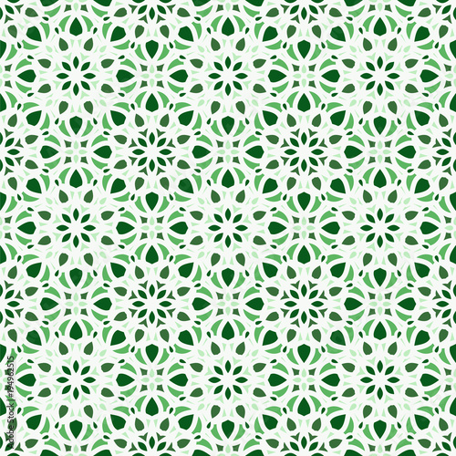Vector Abstract Seamless Pattern in green shades. Vintage Geometric East Ornament Pattern. Islamic, Arabic, Indian, Bohemian, 