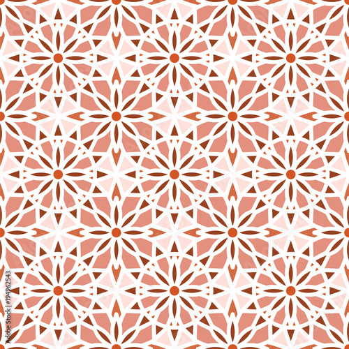 Vector Abstract Seamless Pattern in red colors. Vintage Geometric East Ornament Pattern. Islamic, Arabic, Indian, Bohemian, Gypsy, Persian
