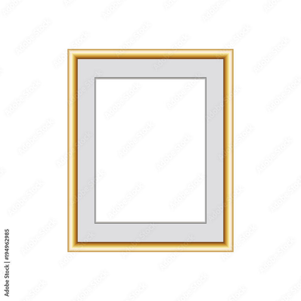Golden picture or photo frame isolated on grey background. Vector illustration Golden picture or photo frame isolated on grey background. Vector illustration