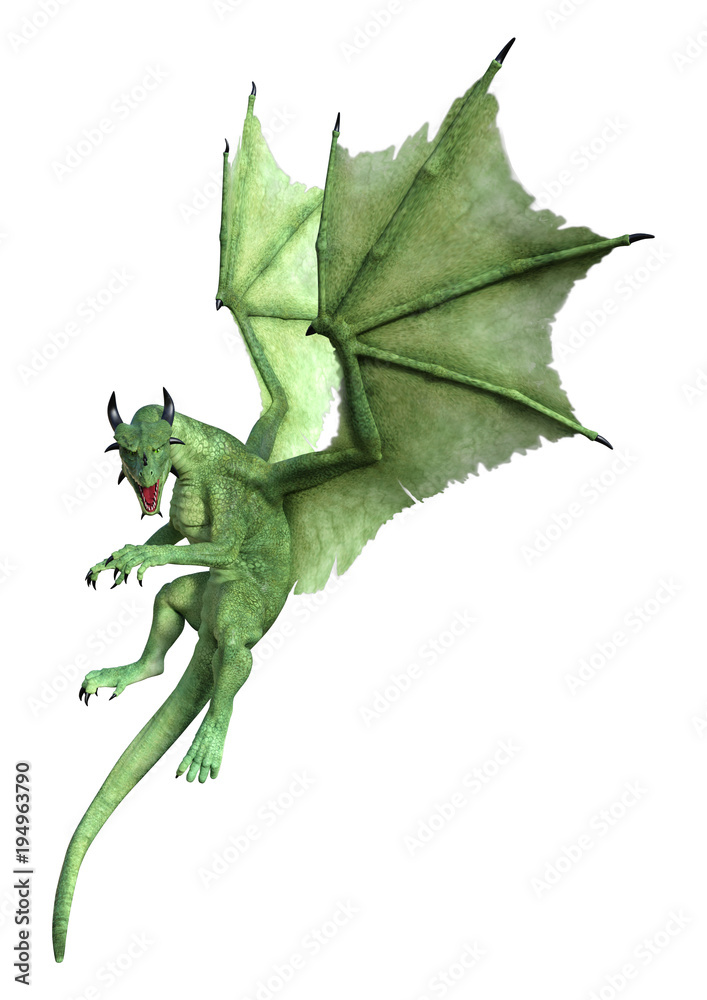 Naklejka premium 3D Fantasy Fantasy Dragon na białym tle