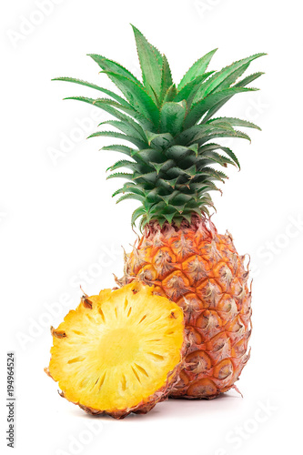 pineapple sliced solated on white background.