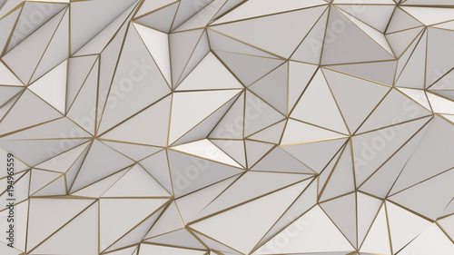 White and gold abstract low poly triangle background