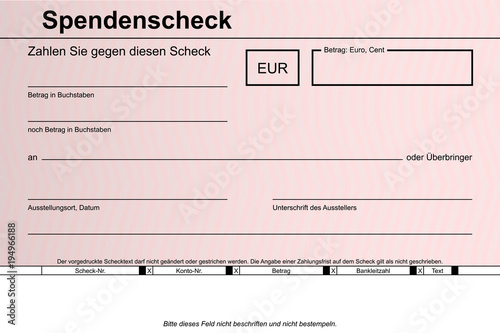 Spendenscheck Muster rosa