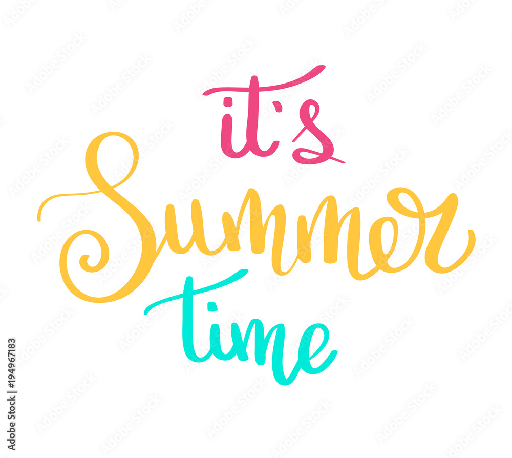 Fototapeta premium Summer letterings hand drawn brush multicolor letterings. Summer typography - hello summer. Handwritten inscription vector