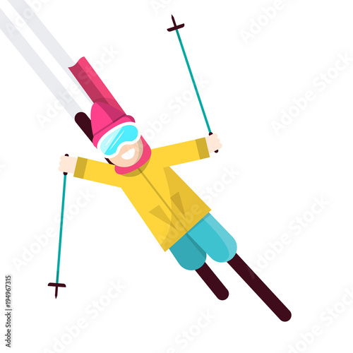 Skier Vector Illustration Isolated on White Background