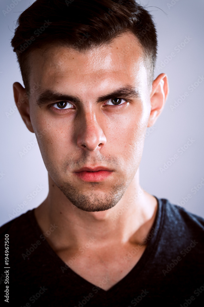 handsome young man in photo studio