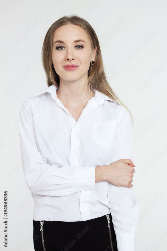 business woman portrait on a white background business woman portrait on a white background