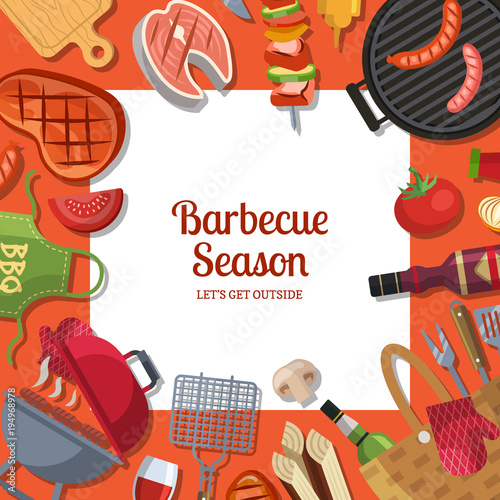Vector illustration with barbecue or grill cooking theme with place for text