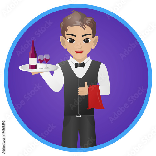 Male Waiter Serving Wine