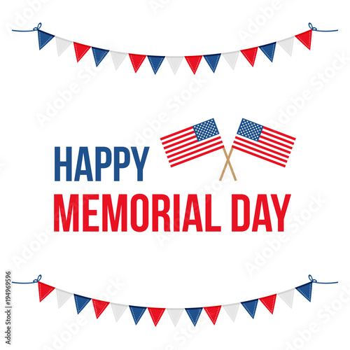 Memorial Day, federal holiday in the USA, illustration or card with national flag.