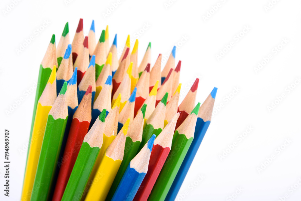 Colorful pencils pattern isolated on white background. Top view colorful of color pencils.Colored pencils, isolated on the white background. Color pencil with copy space isolated on white background, Colorful pencils pattern isolated on white background. Top view colorful of color pencils.Colored pencils, isolated on the white background. Color pencil with copy space isolated on white background,
