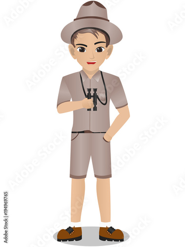 Male Zookeeper Holding Binocular 