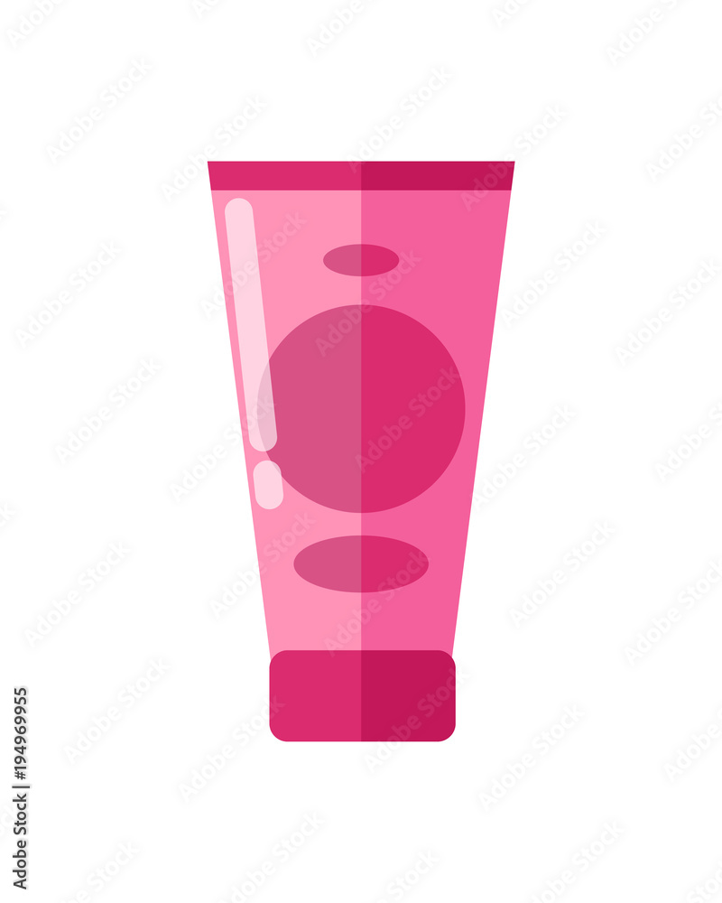 Pink Glossy Tube of Facial Cream with Blank Label Pink Glossy Tube of Facial Cream with Blank Label