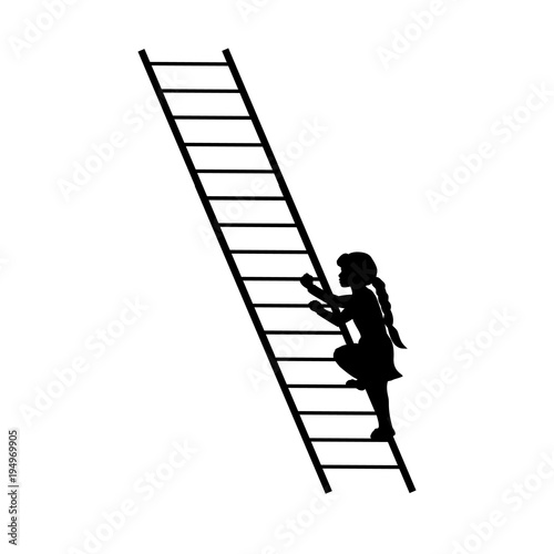 Silhouette girl up climbing stair