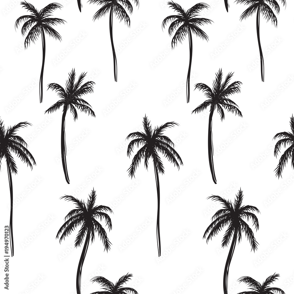 Palm trees black and white pattern