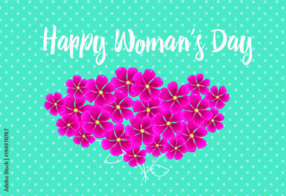 Happy Woman's day. Bouquet of pink flowers