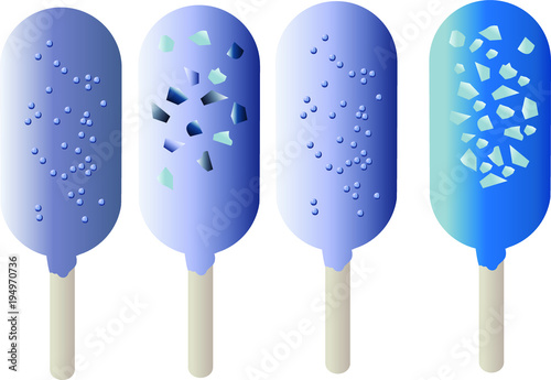 Blue  ice cream isolated on white background