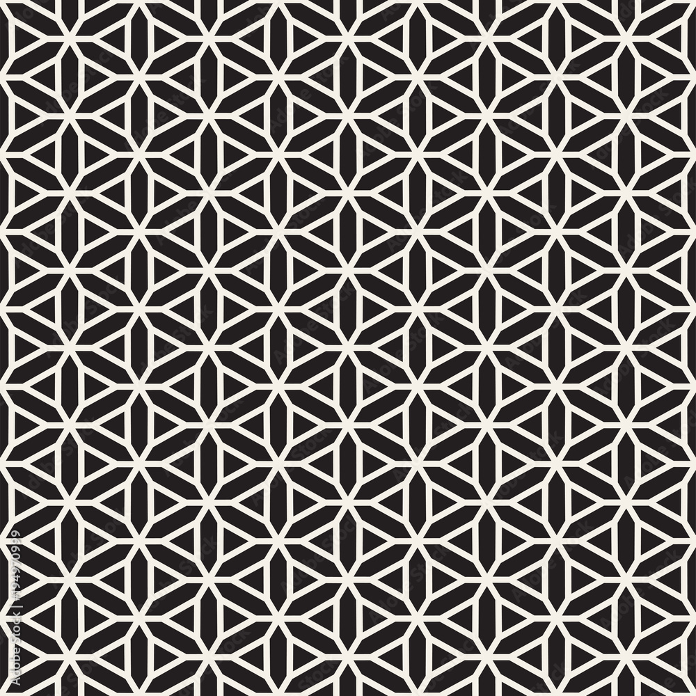 Vector seamless stripes pattern. Modern stylish texture with monochrome trellis. Repeating geometric hexagonal grid. Simple lattice design.