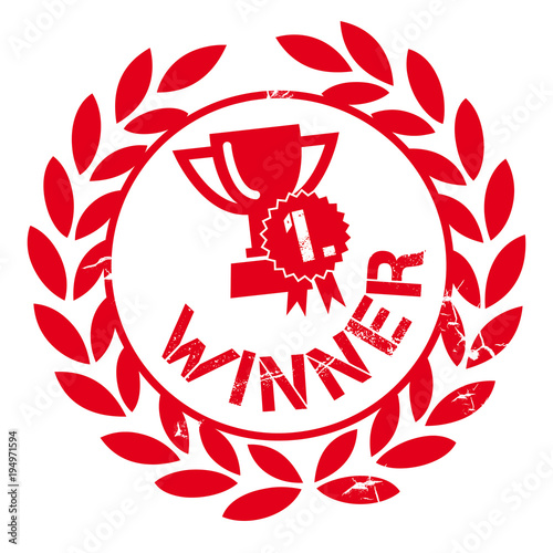 red stamp with laurel  winner - vector illustration