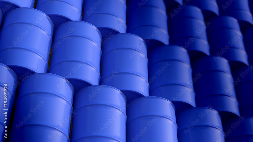 Blue Oil barrels composition 3d illustration Blue Oil barrels composition 3d illustration