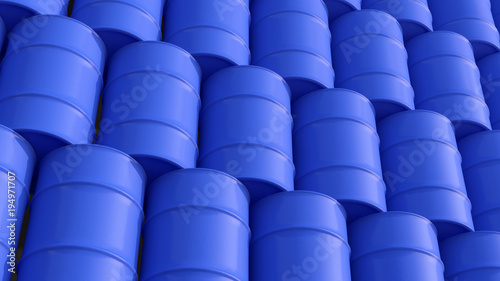 Blue  Oil barrels  composition 3d illustration 2