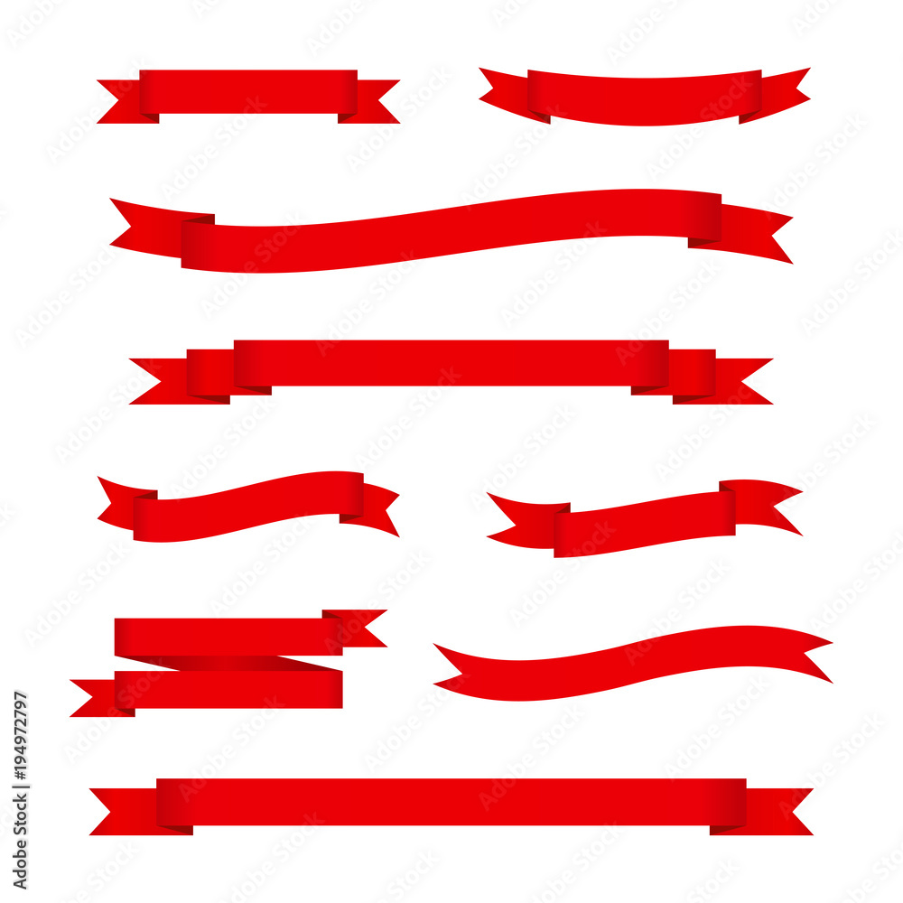 Set of red ribbon banners vector illustration Set of red ribbon banners vector illustration