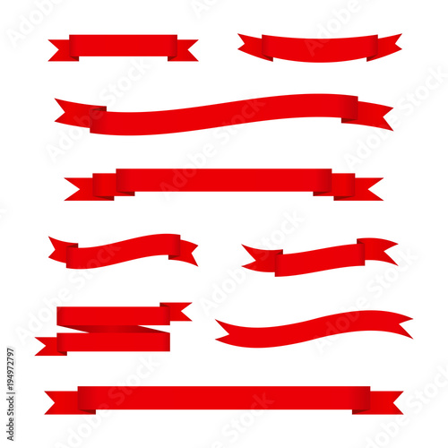Set of red ribbon banners vector illustration
