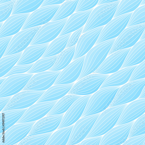 Seamless pattern with abstract waves. Wavy blue azure background. Vector wave texture.