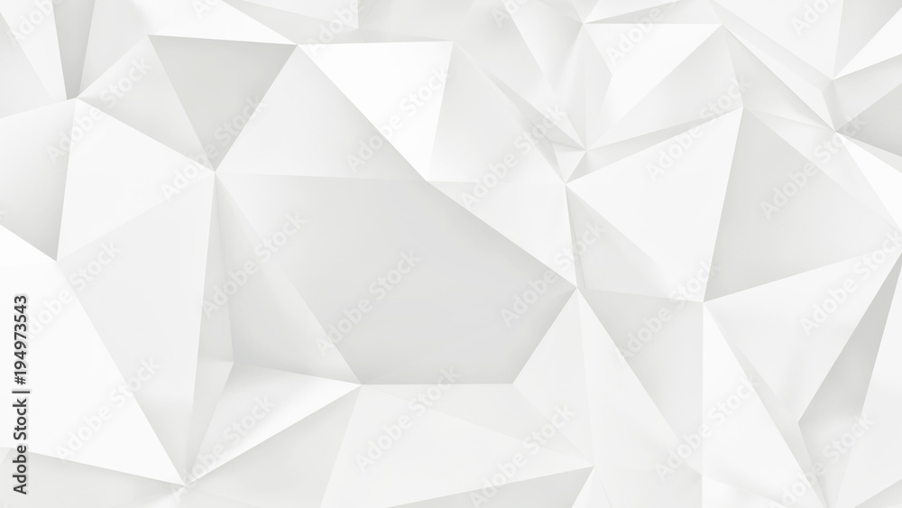 Whiye Abstract crystal triangle poly pattern background 3d Illustration