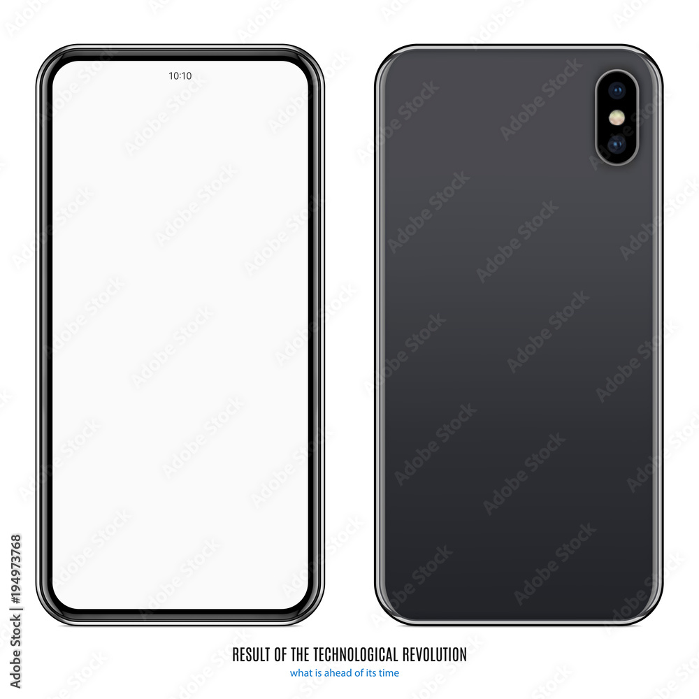 smartphone in black color with blank screen and back side on white background. stock vector illustration eps10 smartphone in black color with blank screen and back side on white background. stock vector illustration eps10