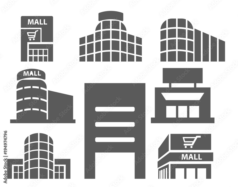 Fototapeta premium Shopping mall icon for commercial or retail illustrations