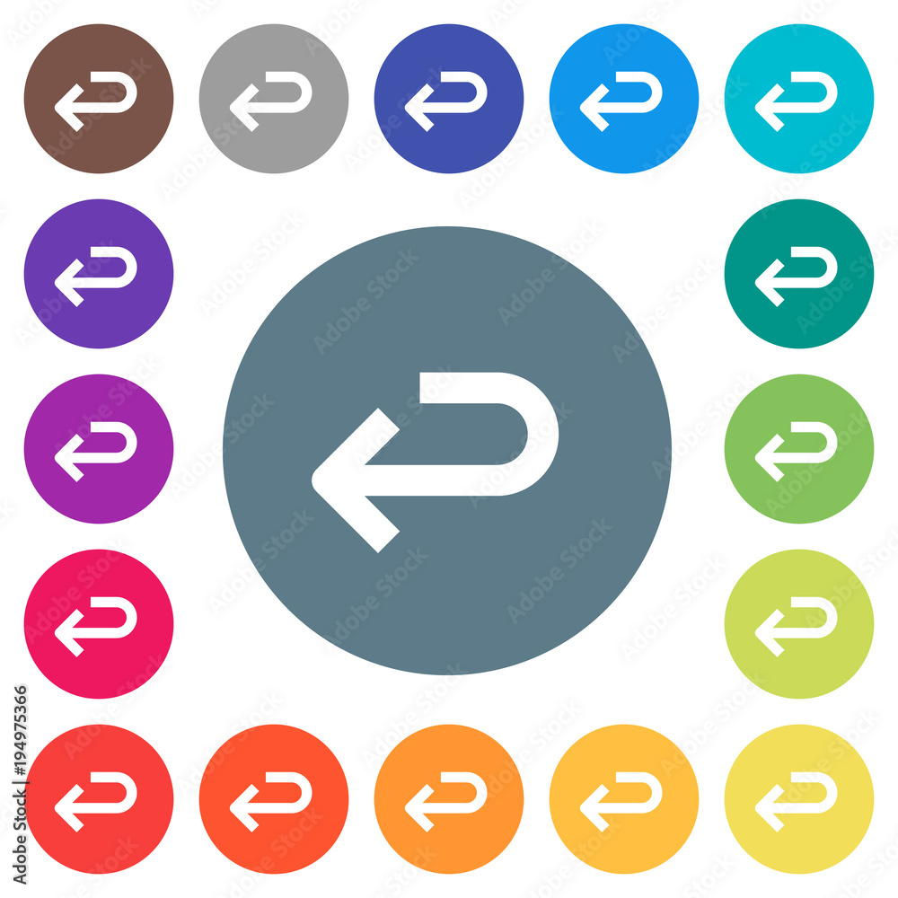 Back arrow flat white icons on round color backgrounds Back arrow flat white icons on round color backgrounds
