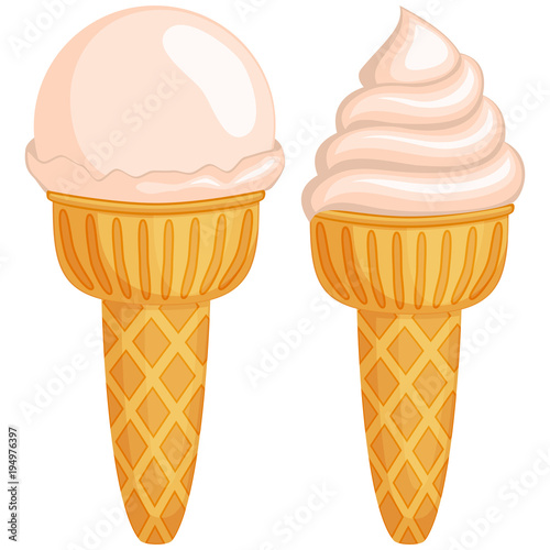 Colorful creme brulee ice cream cone set.