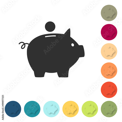 Farbige Buttons - Sparschwein
