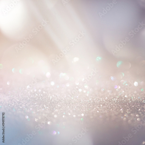 Glitter background in pastel delicate beige and pearl tones, de-focused, free space. © Laura Pashkevich