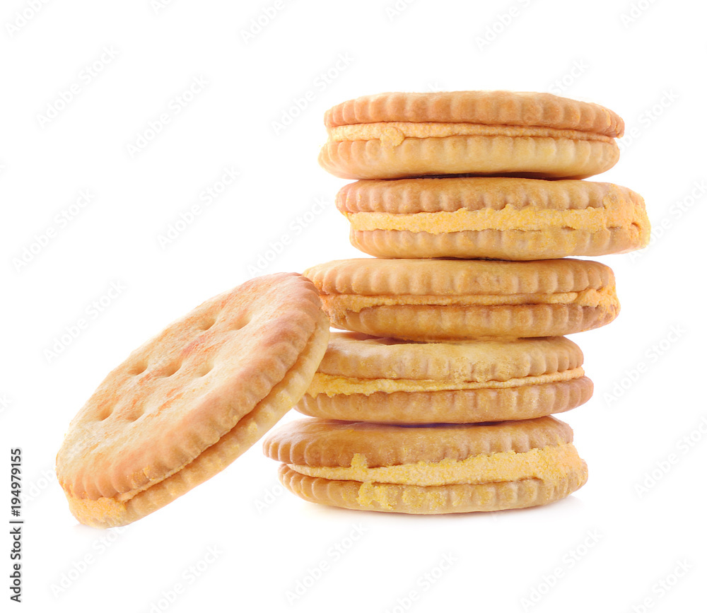 sandwich cookies with cream isolated on white background sandwich cookies with cream isolated on white background