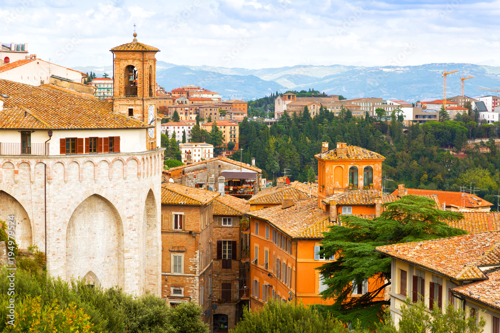 Beautiful view of the ancient city of Perugia. Umbria, Italy