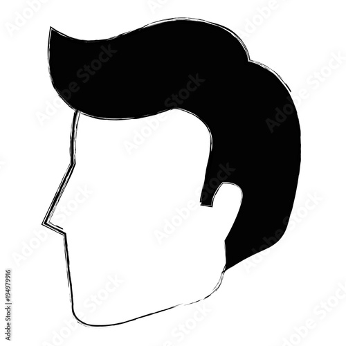 young man head avatar character vector illustration design