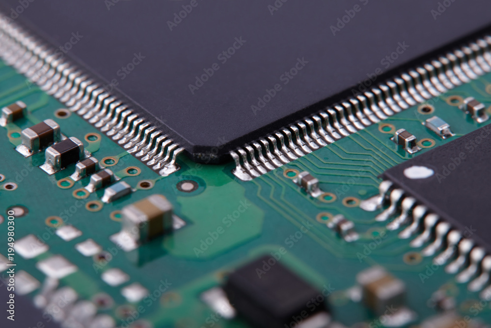 Closeup circuit board with electronic components Closeup circuit board with electronic components