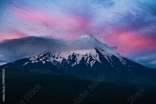 Volcano of Osorno during sunset. Chile
