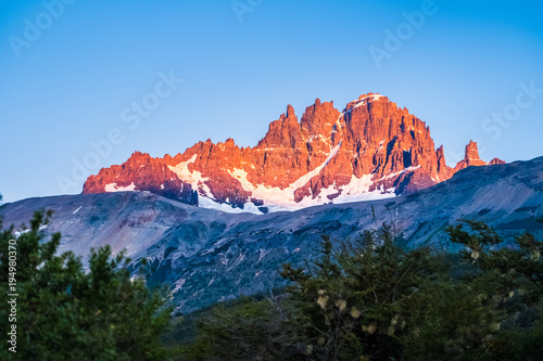 Obraz na plátně Cerro Castillo mountain during sunrise. Chile