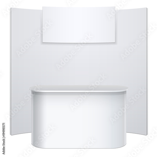 White reception or information desk.