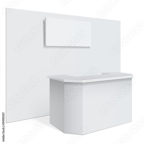 White reception or information desk.