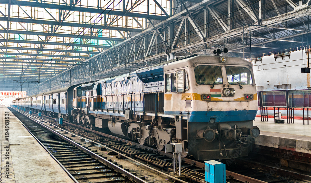 Passenger train at Chhatrapati Shivaji Maharaj Terminus in Mumbai Passenger train at Chhatrapati Shivaji Maharaj Terminus in Mumbai