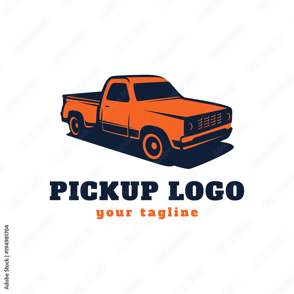 Pick up truck car vector logo template