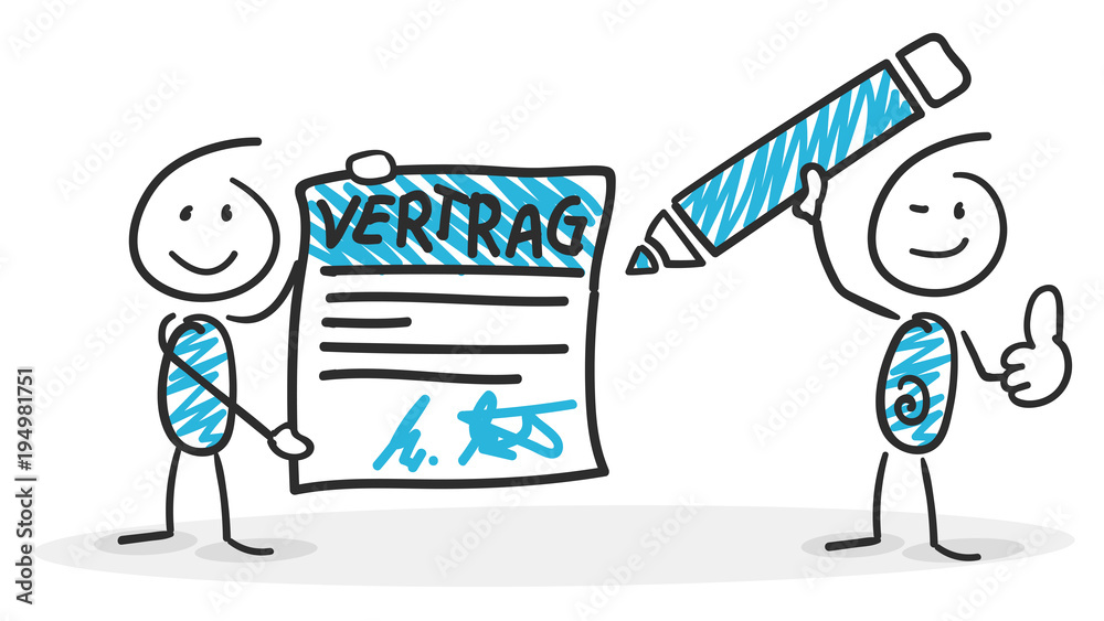 Sticky / Strichmännchen - Vertrag, Unterschrift Stock Vector | Adobe Stock