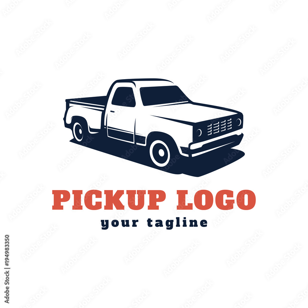 Obraz premium Pick up truck car vector logo template
