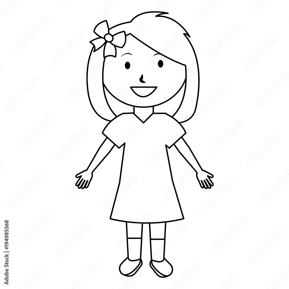 cute and little girl with bow vector illustration design cute and little girl with bow vector illustration design