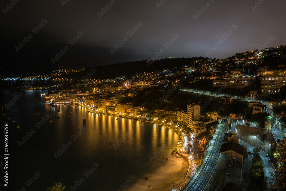 the night city of France Villefranche sur mer