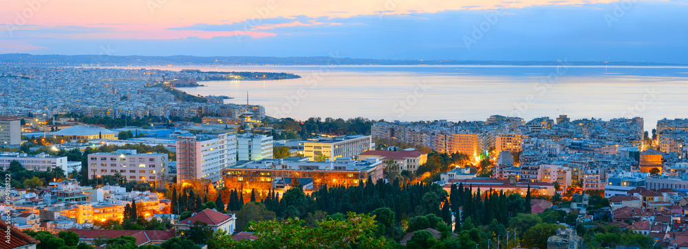 Panorama of Thessaloniki, twilight. Greece.